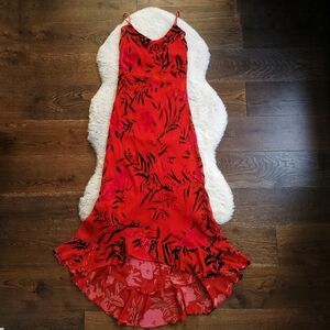 Vintage Betsey Johnson Floral Red Velvet Burnout 90s Y2K Silk Maxi Slip …